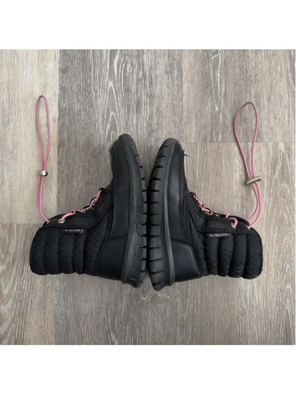 Polo Ralph Lauren Toddler Pull On Winter Snow Boots 10C Pink Black Bungee Laces